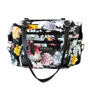 Stone Mountain USA Black Floral Satchel Shoulder Bag Purse